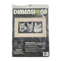 Dimensions Cross Stitch Dramatic Cat Trio Kit 3967 Feline Faces Gray Vin... - €11,14 EUR