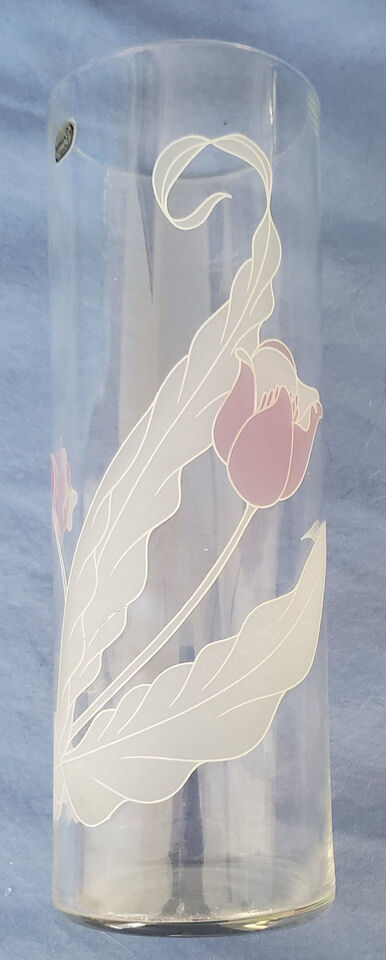 Vintage Bohemia Crystal Flower Vase Made in Czechoslovakia 11.75" tall 4" dia - £19.58 GBP