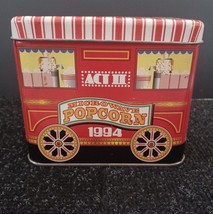 Red Stripe Carnival Wagon Metal Tin Box Advertising Act II Microwave Popcorn 94 - £9.02 GBP