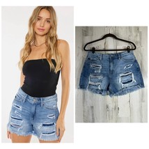 KanCan Rosie High Rise Denim Jean Shorts Size 9/28 (30x3) Distressed Fra... - £15.29 GBP