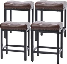 Set Of 4 Sweetcrispy Bar Stools: 24 Inch Counter Height Saddle Stools With A - £142.65 GBP