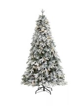 Nearly Natural 5ft. Flocked Vermont Mixed Pine Artificial Christmas Tree - £109.86 GBP