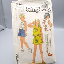 Vintage Sewing PATTERN Simplicity 6864, Girls Easy to Sew 1985 Tops and ... - $7.85