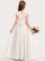 A-line Floor-Length Chiffon First Communion Flower Girl Dress Chiffon Junior Bri - £93.52 GBP