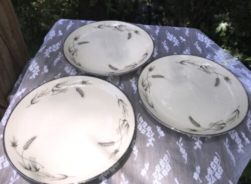 1950s Vintage 3 Plates Bread Dessert Silver Wheat Taylor Smith Taylor Taylorton Item image 3