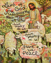Lamb of god Jesus Christ Prayer ceramic tile mural backsplash Medallion - $58.41+