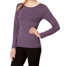 allbrand365 designer Womens Activewear Striped Cutout Back Long Sleeve T-Shirt,S - $24.75