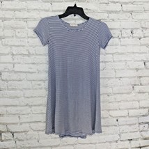 Copper Key Shirt Womens Small Blue White Striped Short Sleeve Stretchy Tunic Top - £12.80 GBP
