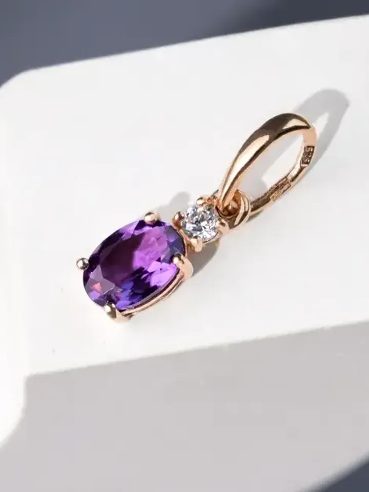 Pendant, locket, silver 925 with amethyst - $110.72 CAD
