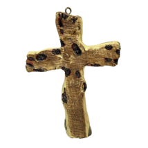 Vintage Rustic Brown Resin Cross Christmas Ornament 4.25 x 3&quot; - £11.53 GBP