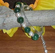 UNIQUE JADE AND FW PEARLS BEADS BRACELET - £23.97 GBP
