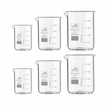 Borosilicate 3.3 Glass Beakers - 50ml 2 pcs 100 ml 2 pcs &amp; 250 ml 2 pcs ... - $29.69