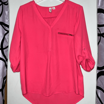 Tacera pink lightweight V-neck blouse, size small - £8.47 GBP