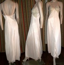 Made in California Long Nightgown Negligee Spaghetti Straps Lace Bodice ... - $44.54