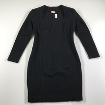 Byblos Sweater Dress Womens 42 Black Wool Square Neck Fit Flare Long Sleeve - $37.15
