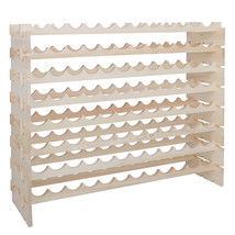 Wine Rack Freestanding Floor Wooden Stackable Storage Shelf 8 Tier 96 Bo... - £87.32 GBP