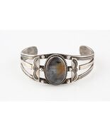 Vintage Navajo Sterling Silver Cuff Bracelet Petrified Wood Size Adjustable - €454,28 EUR