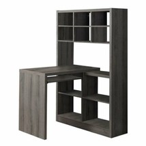 Bowery Hill Modern Wood Computer Desk with Bookcase in Dark Taupe Gray - £395.20 GBP