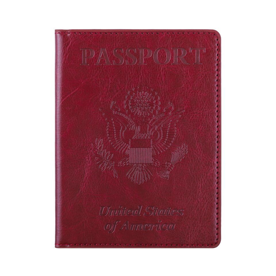 Leather Passport Vaccine Card Passport Holder Travel Wallet Blocking Cas... - $8.04