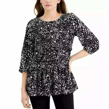 MSRP $50 Fever Smocked Long Sleeve Blouse Black Size XS - £11.93 GBP