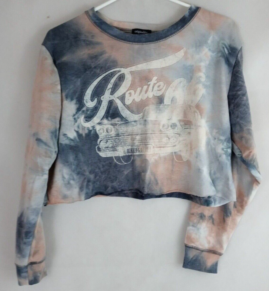 Originality Women&#39;s Tie Dye Route 66 Retro Cropped Sweatshirt Size Small - $16.82
