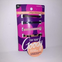 Stay Tight Goody Barrettes No Slide Slim 4 Pack Mock Tort Pink Silver Gold NEW - $6.93