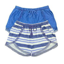 DKNY Girls Shorts Pack of 2 with Waistband Drawstring Beautiful Crochet ... - £17.70 GBP