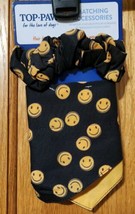 Top Paw® Smiley Face Dog Matching Accessory Set Hair Tie For You Bandana For Pet - £7.01 GBP