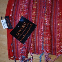 LOVARZI 100% VISCOSE LADIES RED FLECKED RECTANGULAR SCARF W/FRINGE-NWT-I... - $218.99 MXN