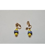 Vintage Yellow/Blue Cluster Drop Dangle Earrings, 0.75&#39;&#39; Length - £7.45 GBP