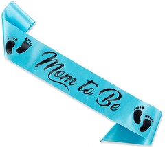 Baby Shower Mom to Be Sash for Boy or Girl - Beautiful Blue Ribbon Sash ... - $11.87
