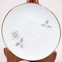 Queens Royal Japan Rosebud Platinum Rose Saucer Silver Fine China 1 Sauc... - $4.08 CAD
