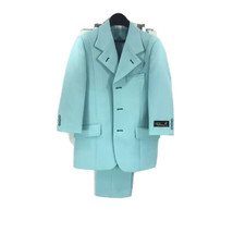Boys&#39; Falcone Suit 2 Piece Turquoise Single Breasted Flat Front Size 5R - £39.08 GBP