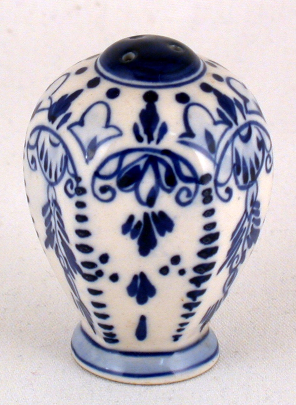 Blue and White China Salt Shaker Hand Painted Vintage Item image 2