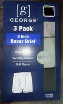 George ~ 3-Pack Mens Boxer Brief Underwear Rayon Blend 6&quot; Stretch ~ 2XL (44-46) - £11.77 GBP