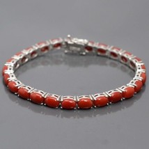 Natural 925 Sterling Silver Coral Gemstone Bracelet  Best Birthday Gift - £126.37 GBP