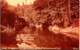 Vtg Postcard 1910 Sepia PNC River Scene at Ben Lomond Hotel California Bridge - £10.47 GBP
