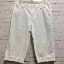 Rafaella Womens Capri Pants White Zip Pockets Buttons 100% Cotton Twill 10 - £8.52 GBP