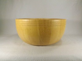 Huge Wooden Bowl 13 3/4&quot; Hardwood Paneled Blonde Wood Beautiful Condition - £8.87 GBP