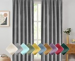 Grey Velvet Drapes Bedroom Window Curtains 120 Inch Long Living Room Rod... - £60.33 GBP