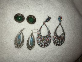 Three Pairs Of Vintage Costume Jewelry Earrings; All In Good Used Condition L@@K - £7.89 GBP