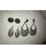 THREE PAIRS OF VINTAGE COSTUME JEWELRY EARRINGS; All in GOOD used condit... - £7.90 GBP