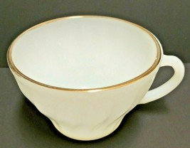 Vintage Anchor Hocking Suburbia Milk Glass Gold Trim Coffee Cup Made In USA - £9.55 GBP