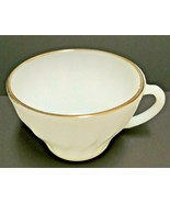 Vintage Anchor Hocking Suburbia Milk Glass Gold Trim Coffee Cup Made In USA - £9.71 GBP