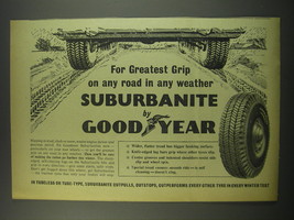 1957 Goodyear Suburbanite Tire Ad - For greatest grip on any road in any weather - $18.49