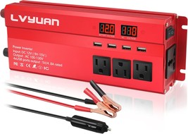 Yinleader Car Power Inverter 1000W/2000W(Peak) Dc 12V To 110V Ac Converter, Red - £68.05 GBP