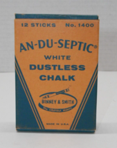 Vintage An-Du-Septic No.1400 Binney Smith White Dustless Chalk 12 Sticks Damaged - £7.89 GBP