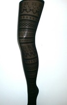 Inca Aztec printed patterned tights Black one size Goth Boho pantyhose - $7.99