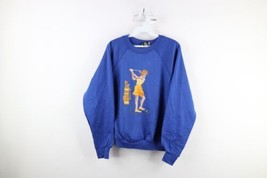 Vtg 80s Womens Large Distressed Needlepoint Golf Crewneck Sweatshirt Blue USA - £47.58 GBP
