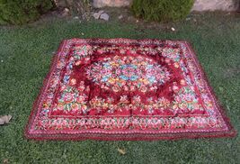 Vintage 80s floral bedspread, Italian velvet floral bed linen, bohemian ... - $150.00